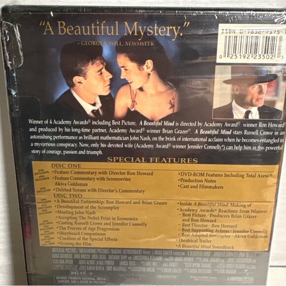 A Beautiful Mind DVD 2-Disc Awards Edition Russell Crowe Full Screen NEW - Picture 4 of 4